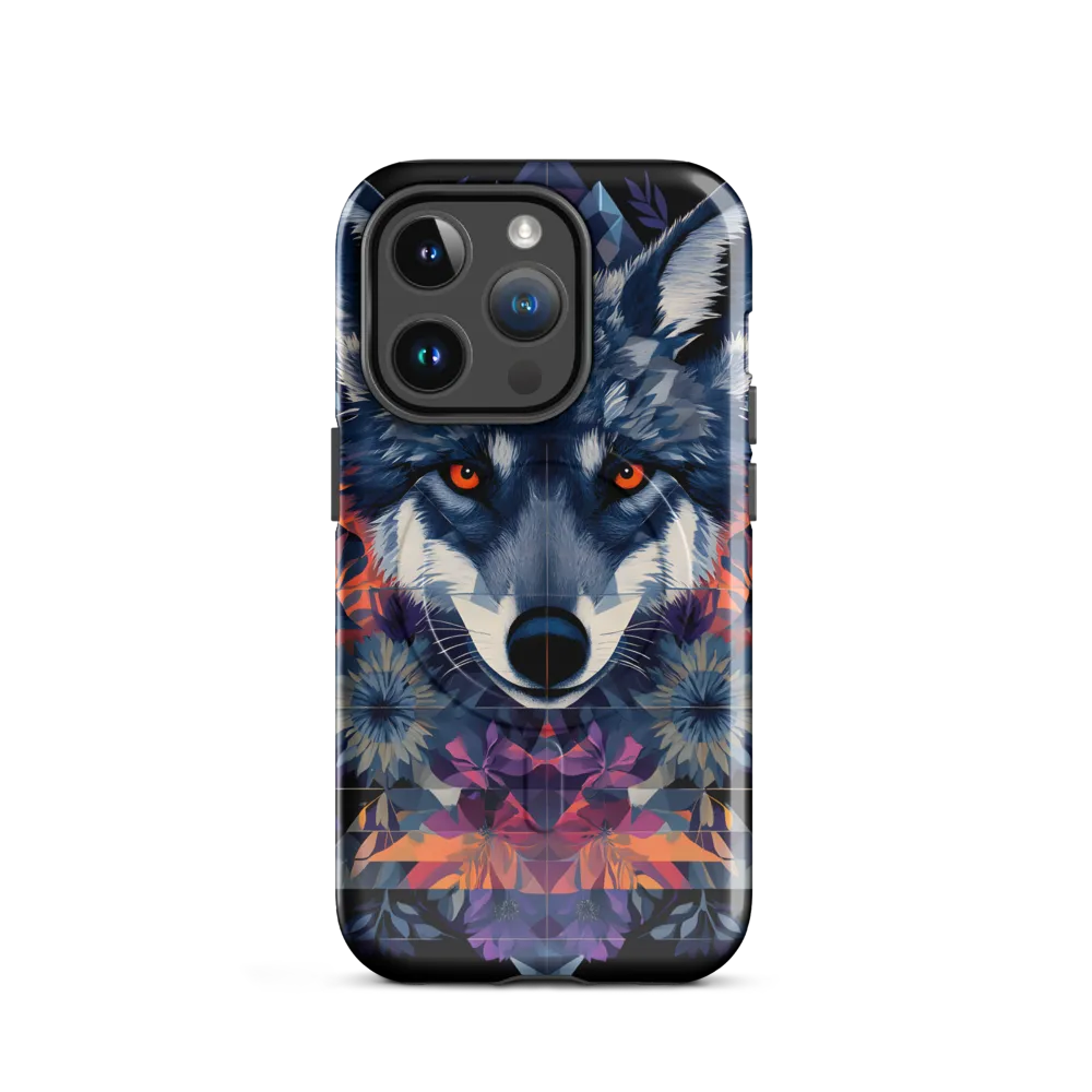 Mystical Wolf Amidst Floral Geometry