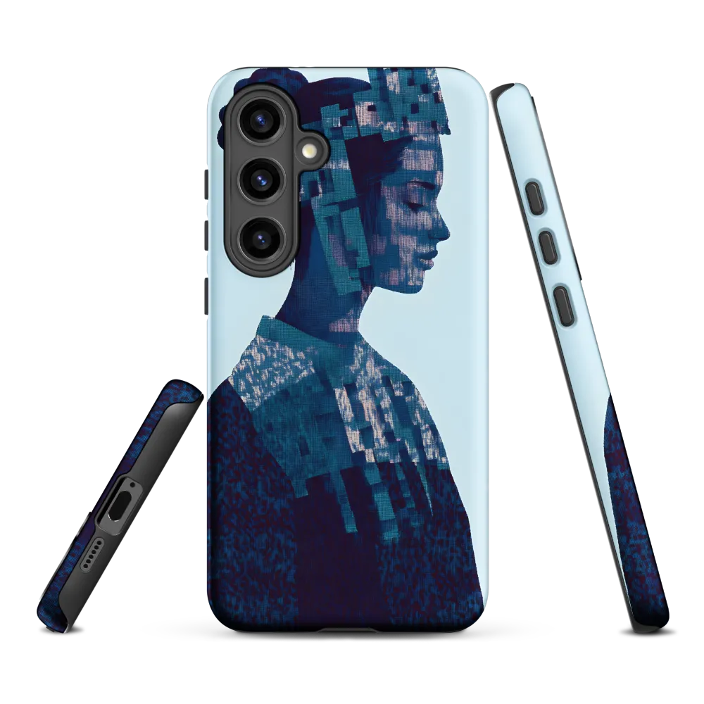 Digital Portrait in Abstract Blue | Phone Case |  S24 Plus | Tough Case | Matte