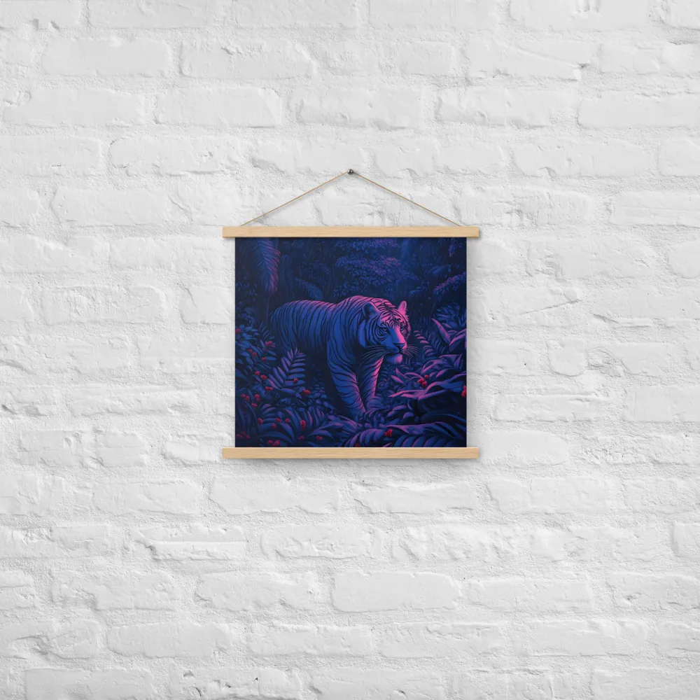 Mystic Prowler: The White Tiger in the Jungle | Poster With Oak Wood Hanger | 18″×18″