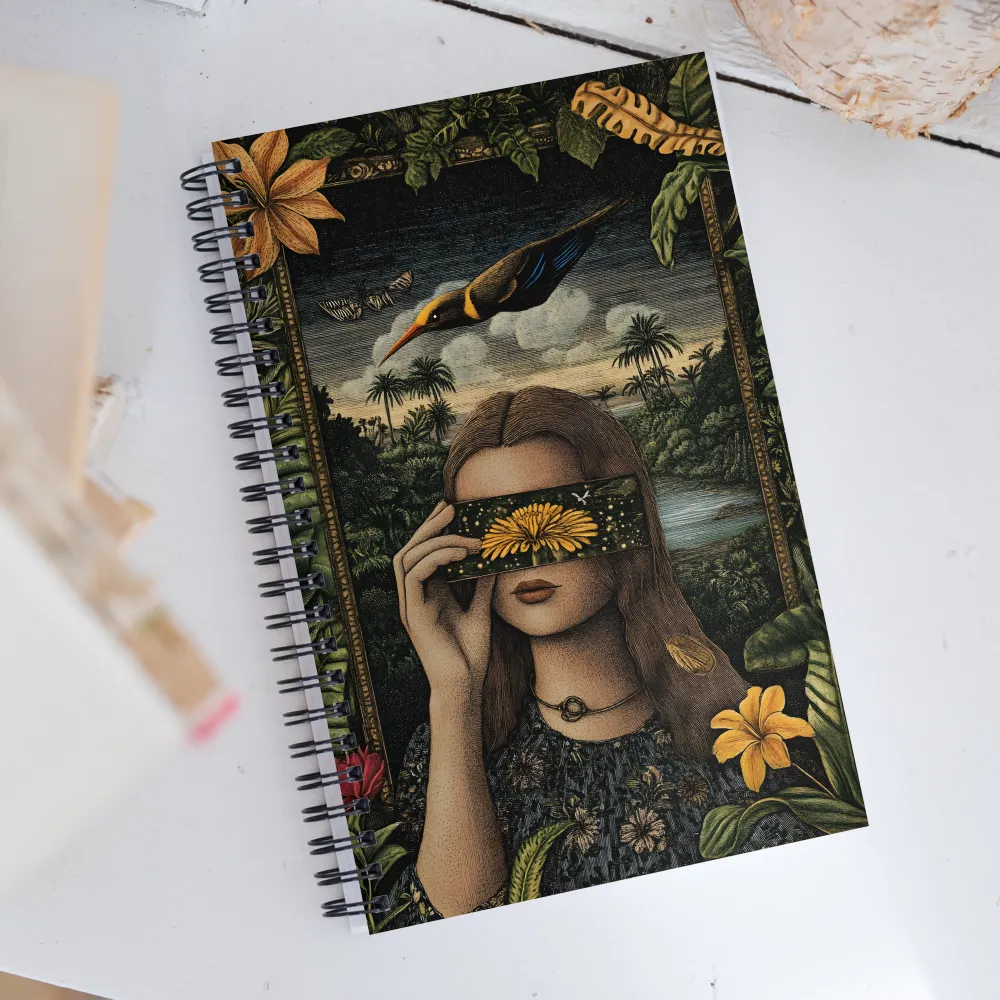 Veil of Nature: A Surreal Embrace | Spiral Notebook