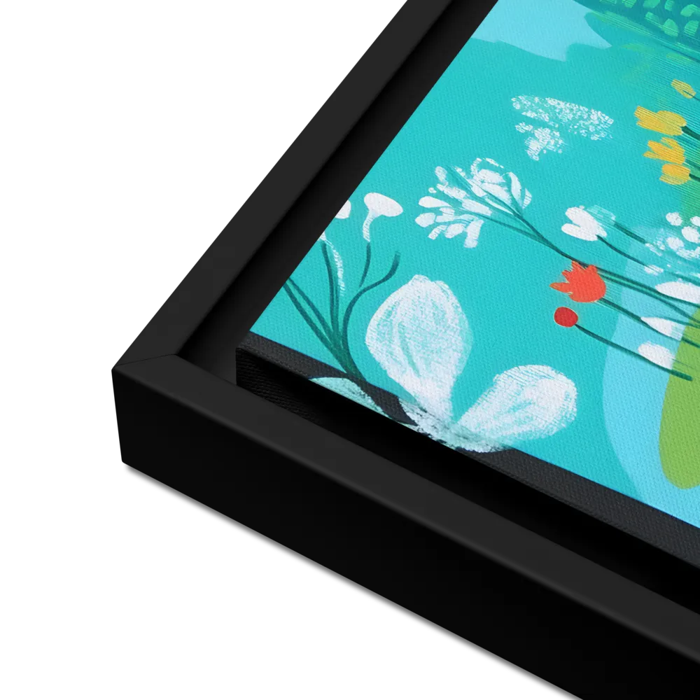 Whispers of Spring: A Colorful Retreat | Canvas with Black Frame | 12″×16″