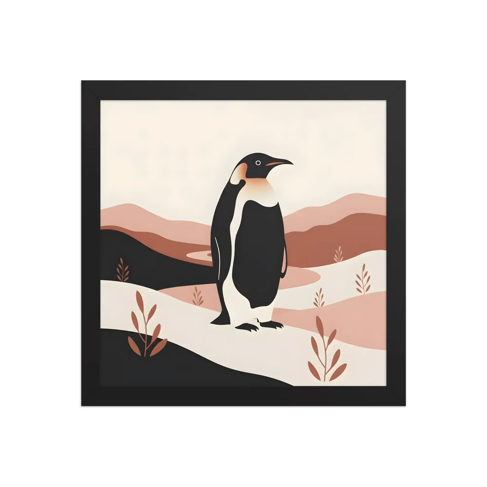 Terracotta Penguin 
 Poster with Black Frame | 12″x 12″