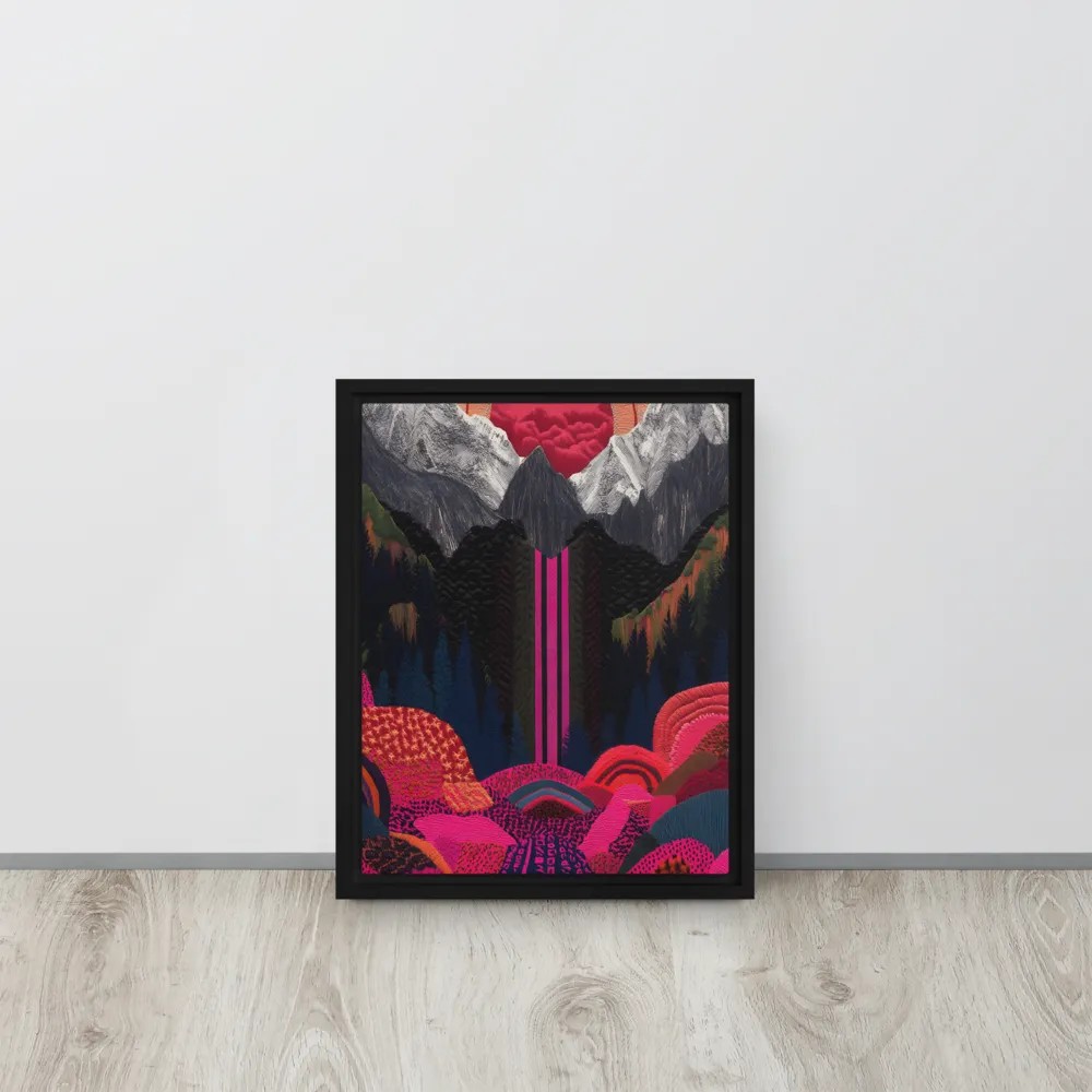 Ethereal Cascade: A Surreal Landscape | Canvas with Black Frame | 11″×14″