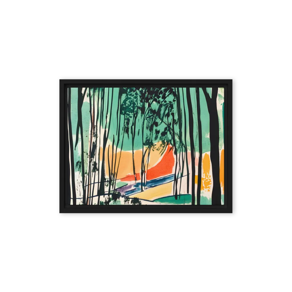 Winding Path Through the Forest | Canvas with Black Frame | 12″×16″