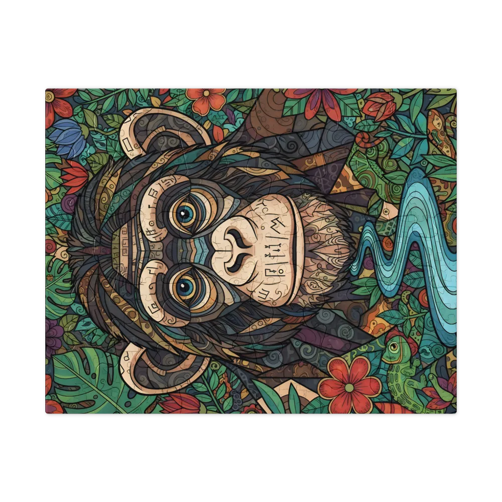 Jungle Chimp Mosaic 
 Jigsaw Puzzle in Tin Box