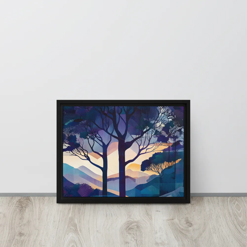 Tranquil Geometry: A Journey Through Color | Canvas with Black Frame | 12″×16″