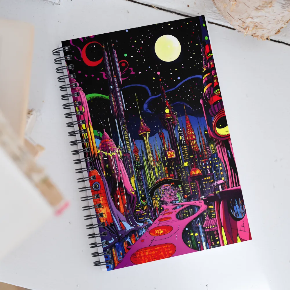 Neon Dreams of a Futuristic City | Spiral Notebook