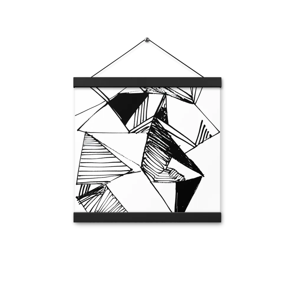 Dynamic Geometry in Ink | Poster With Black Wood Hanger | 12″×12″
