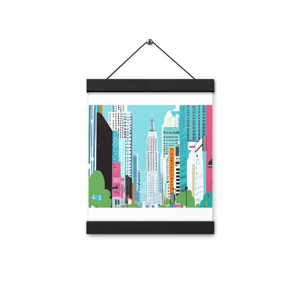 Urban Symphony: A Modern Cityscape | Poster With Black Wood Hanger | 8″×10″