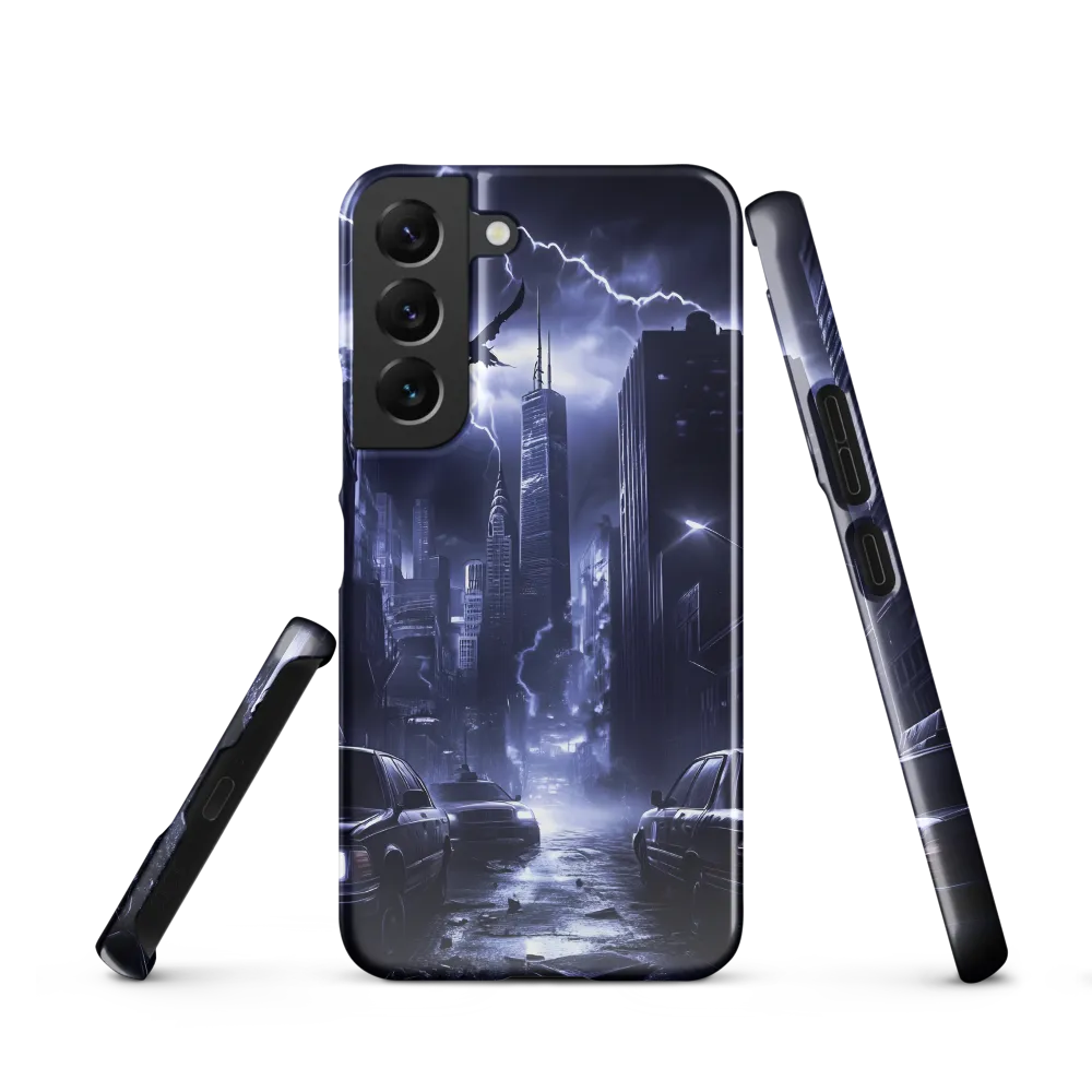 Stormy Cityscape: Shadows of the Night | Phone Case |  S22 | Snap Case | Glossy