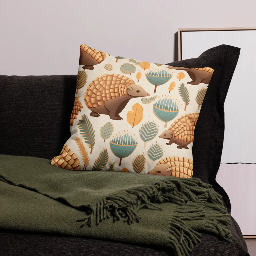 Pangolins in a Whimsical Habitat | Pillow | 22″×22″