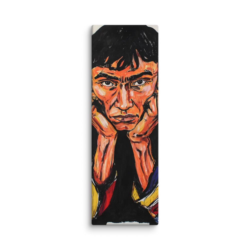 Contemplative Intensity: An Expressionist Portrait | Canvas | 20″×60″