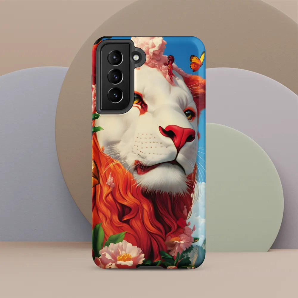 Majestic Lion Amidst Floral Splendor