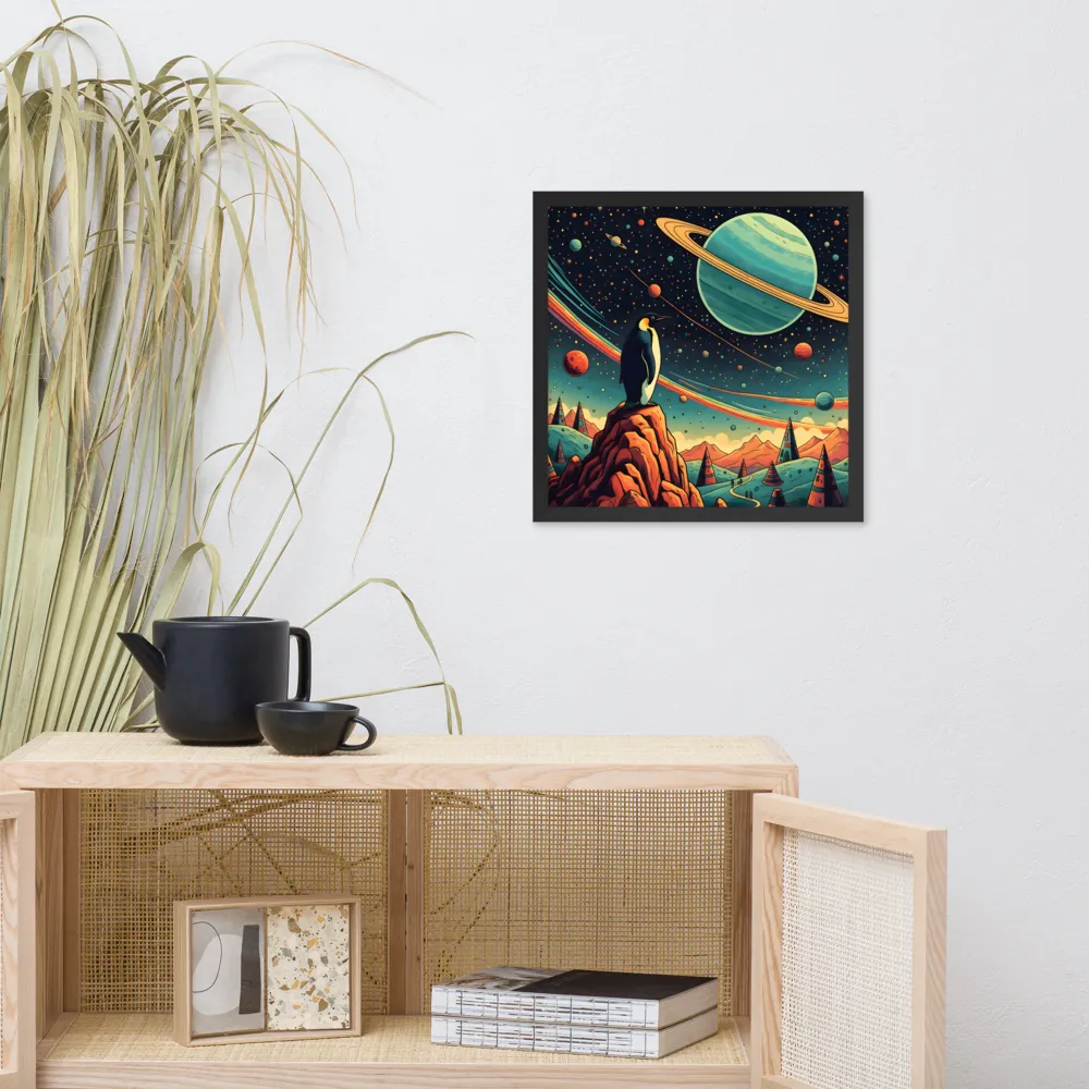 Cosmic Penguin 
 Poster with Black Frame | 16″x 16″