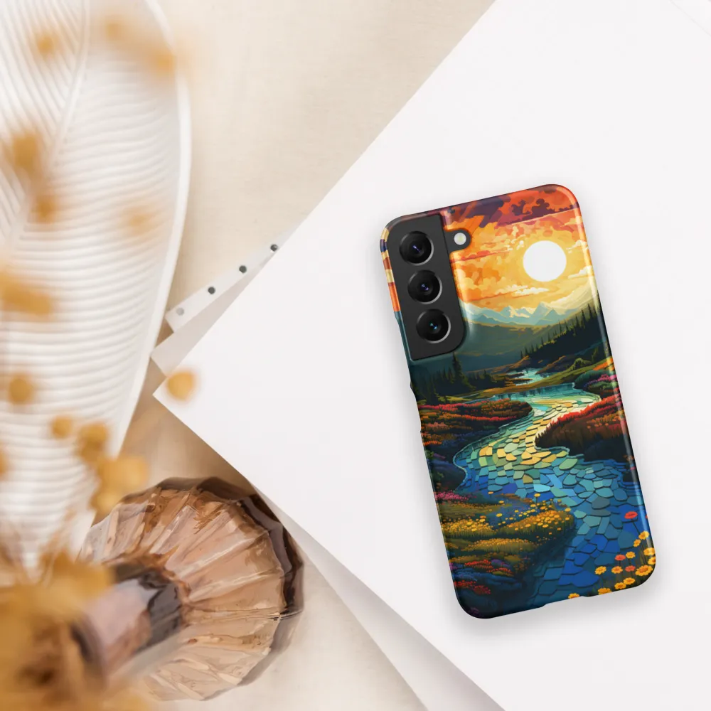 Serenity in Sunset: A Winding River's Embrace | Phone Case |  S22 | Snap Case | Matte