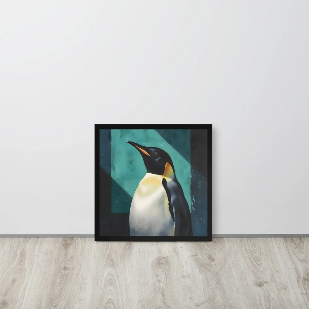 Regal Penguin 
 Poster with Black Frame | 18″x 18″