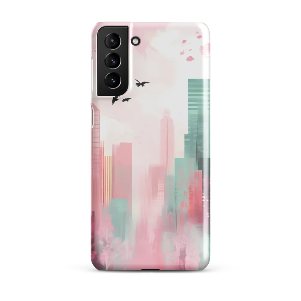 Dreamy Cityscape in Pink and Cyan