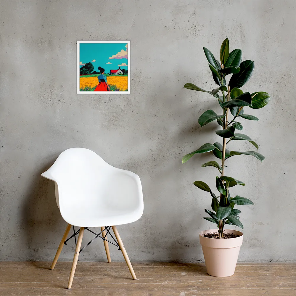 Whispers of a Sunlit Meadow | Poster with White Frame | 14″×14″