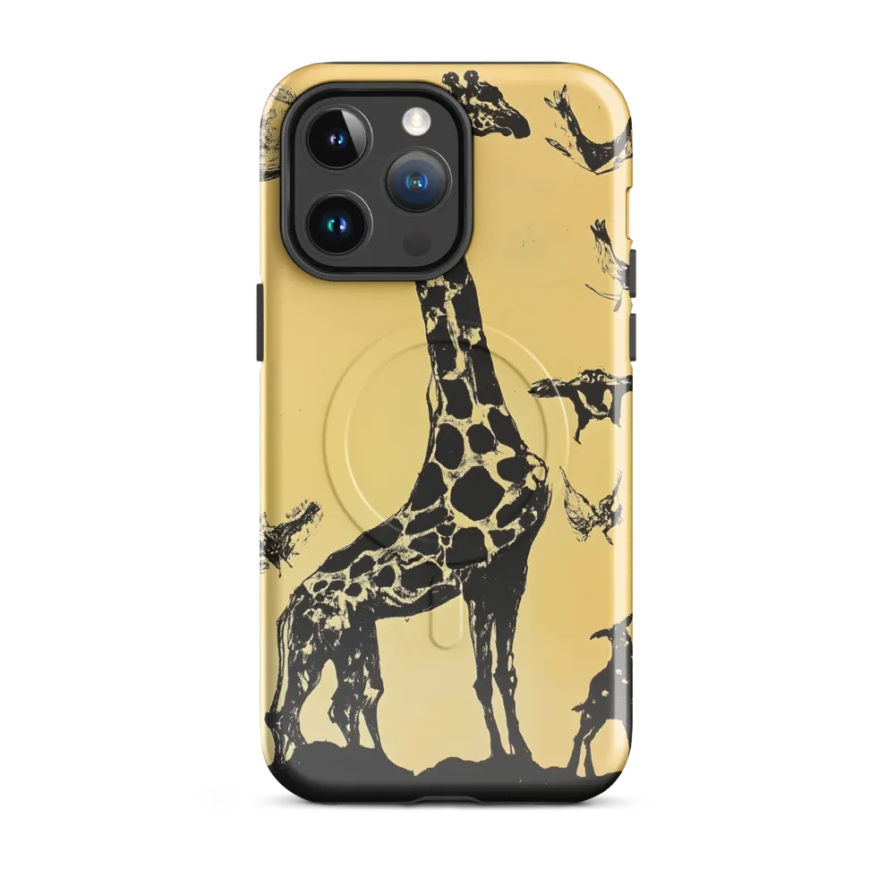 Whimsical Harmony of Giraffe and Birds