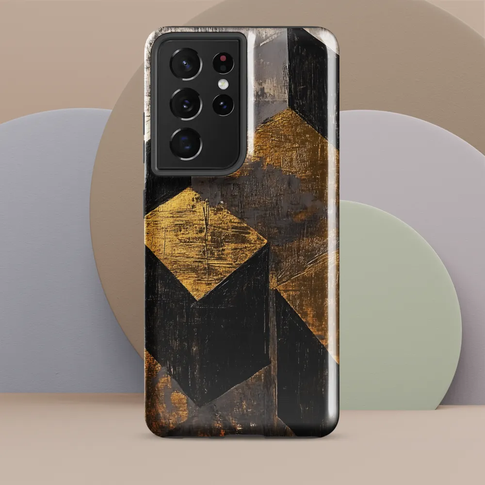 Geometric Harmony in Gold and Black | Phone Case |  S21 Ultra | Tough Case | Glossy