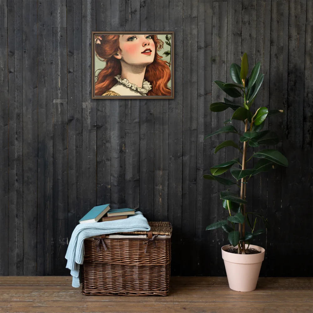 Whimsical Portrait of a Flower-Adorned Girl | Canvas with Brown Frame | 16″×20″