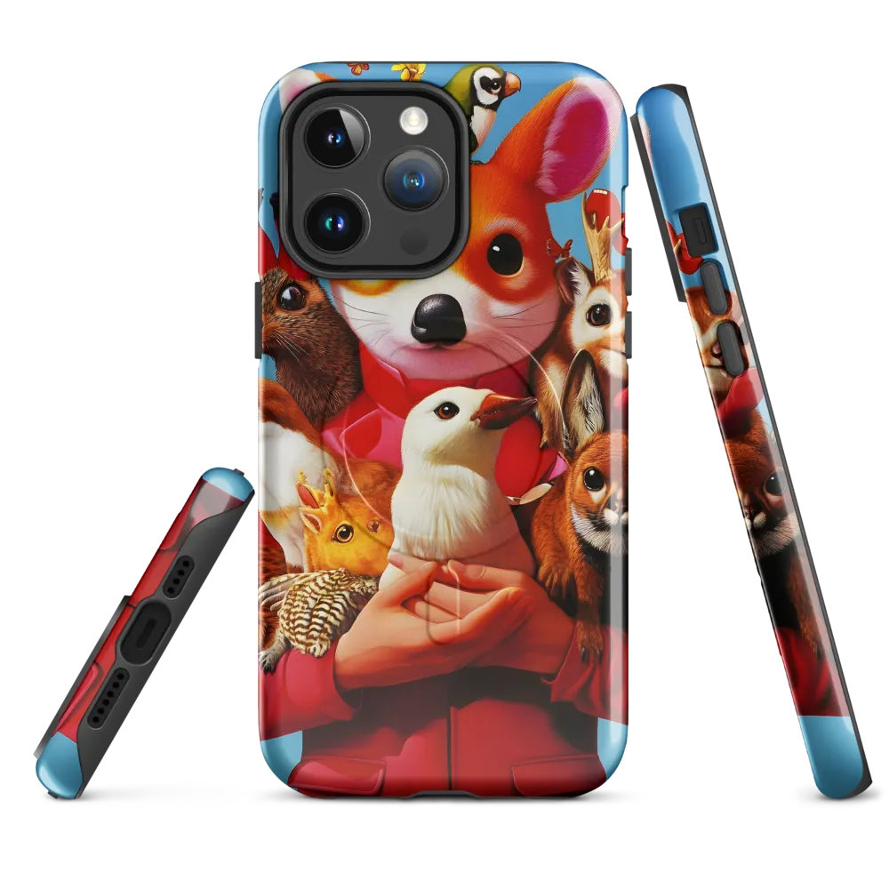 Harmony in Whimsy: A Modern Animal Ensemble | Phone Case |  14 Pro Max | MagSafe® Tough Case | Glossy
