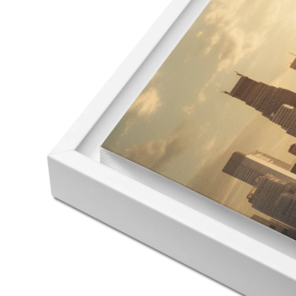 The Lion's Gaze Over the Urban Symphony | Canvas with White Frame | 18″×24″
