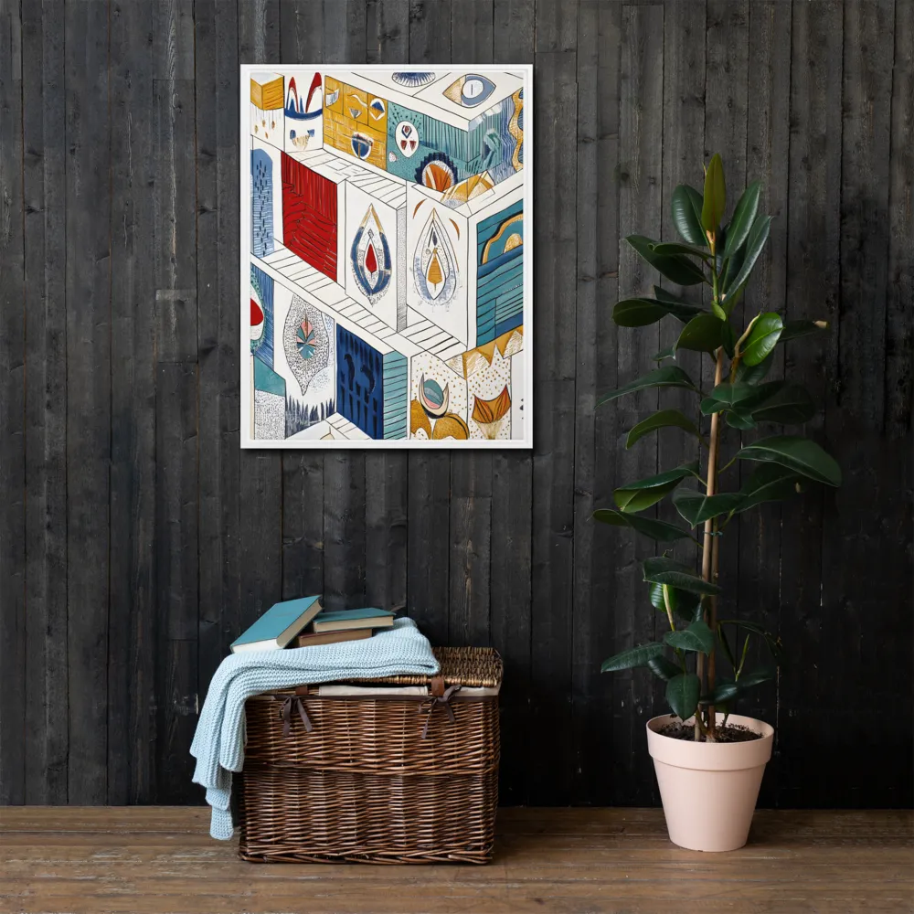 Symphony of Geometric Harmony | Canvas with White Frame | 24″×32″
