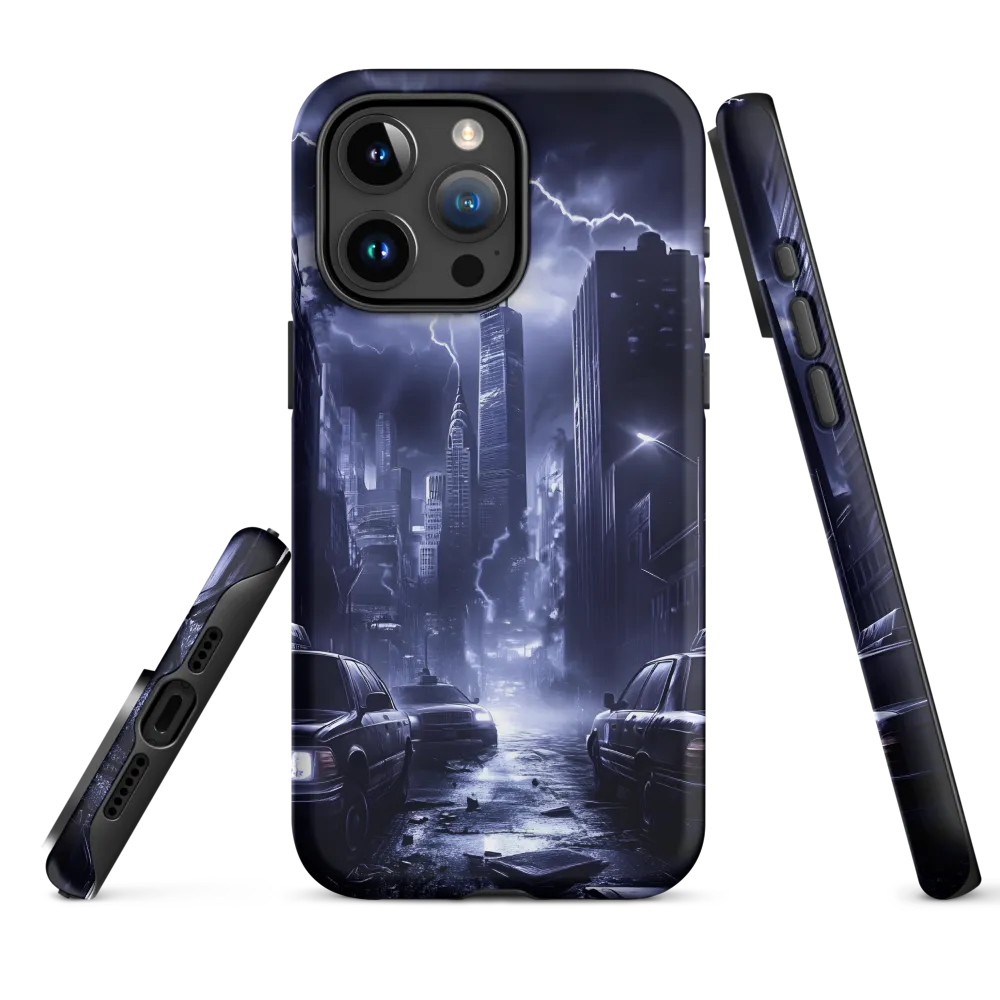 Stormy Cityscape: Shadows of the Night | Phone Case |  15 Pro Max | Tough Case | Matte