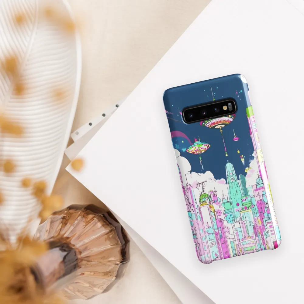 Futuristic Cityscape with Floating Structures | Phone Case |  S10 | Snap Case | Glossy
