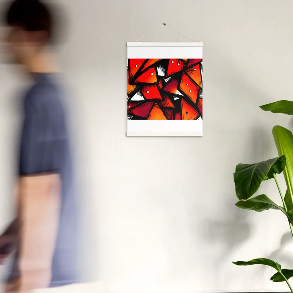 Dynamic Geometry of Red and Orange | Poster With White Wood Hanger | 16″×20″