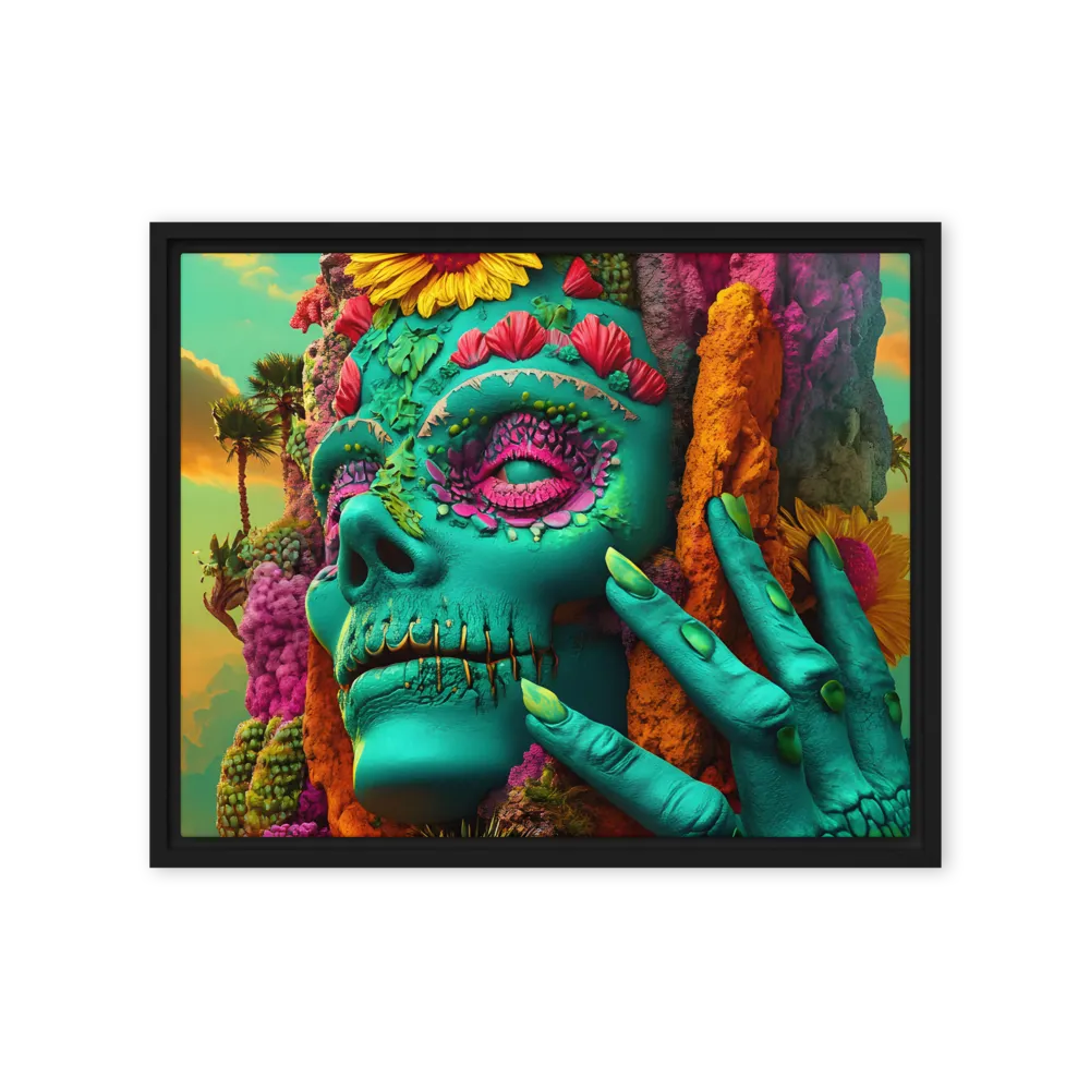 Ethereal Skull Garden | Canvas with Black Frame | 16″×20″