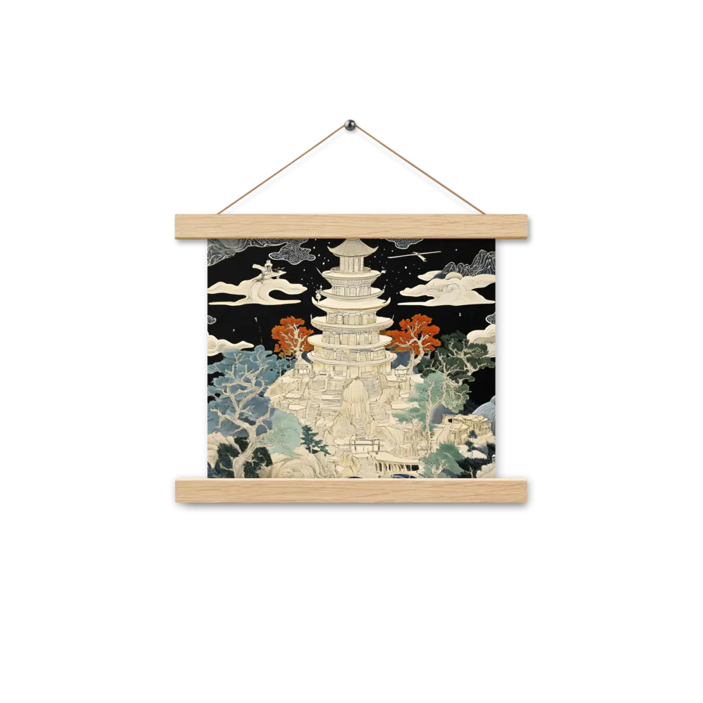 Whispers of the Pagoda | Poster With Oak Wood Hanger | 10″×10″
