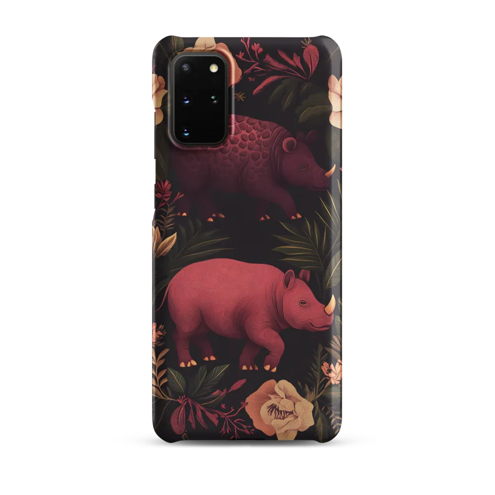 Rhinos in Floral Embrace
