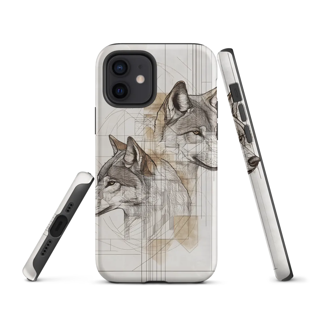 Geometric Harmony: The Essence of Wolves | Phone Case |  12 | Tough Case | Matte
