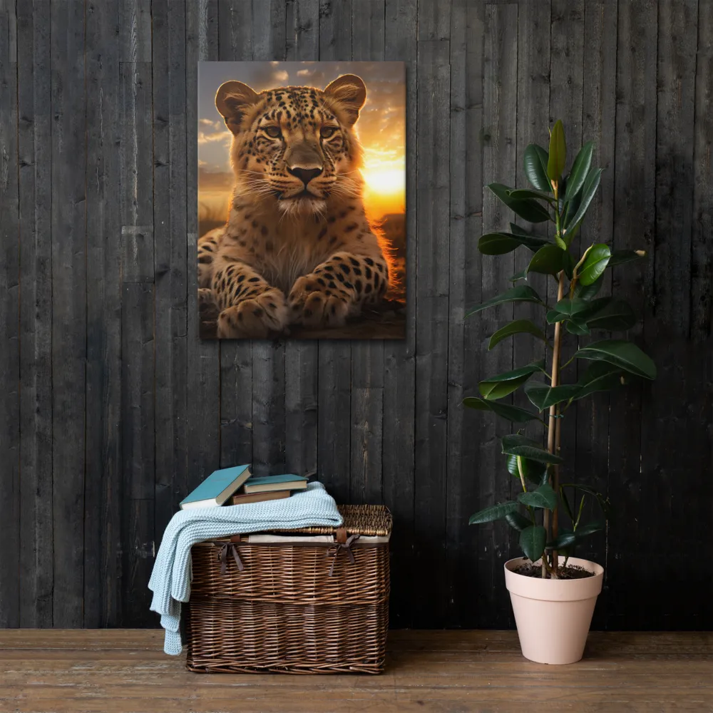Regal Presence: The Leopard at Sunset | Thin Canvas | 24″×32″