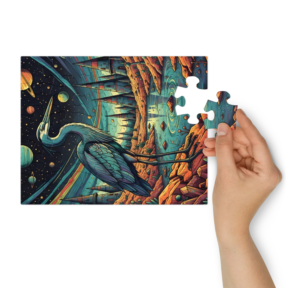 Cosmic Heron 
 Jigsaw Puzzle in Tin Box