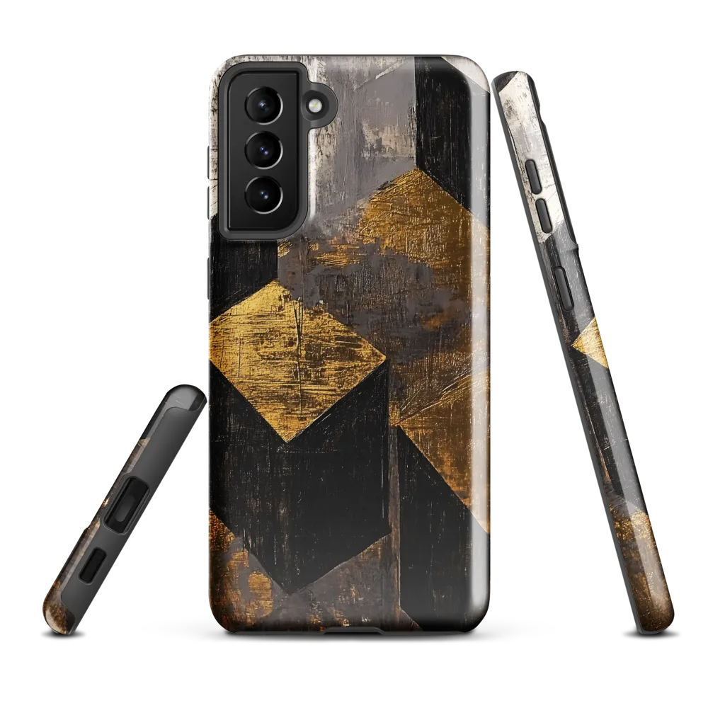 Geometric Harmony in Gold and Black | Phone Case |  S21 Plus | Tough Case | Glossy
