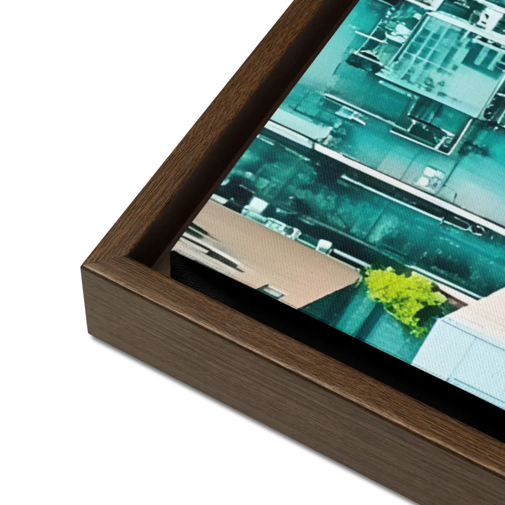 Urban Geometry: Aerial Perspective | Canvas with Brown Frame | 24″×36″