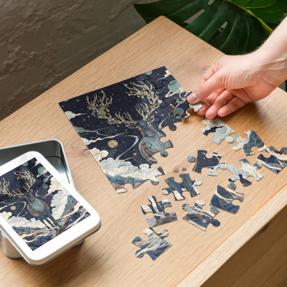 Celestial Stag 
 Jigsaw Puzzle in Tin Box