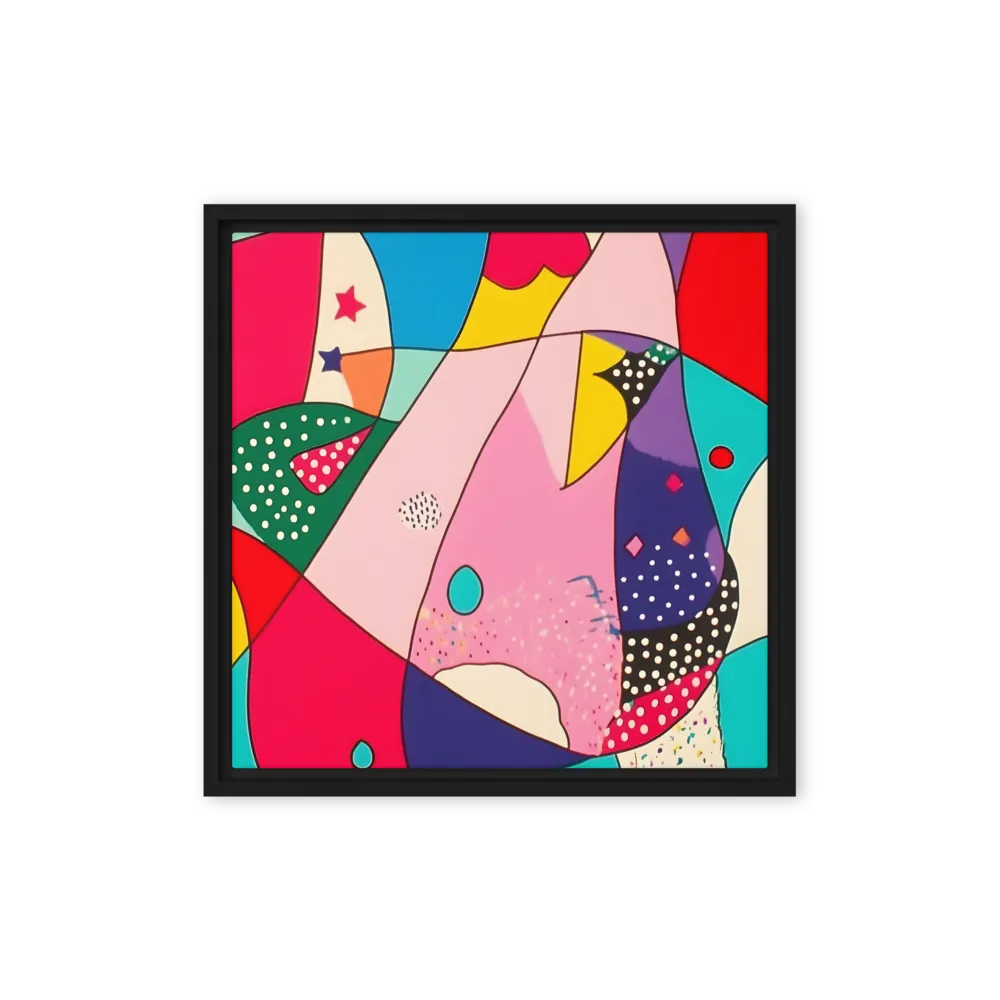 Playful Geometry in Color | Canvas with Black Frame | 16″×16″
