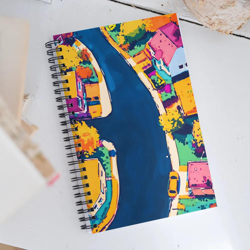 Curved Streets: A Vibrant Suburban Tapestry | Spiral Notebook