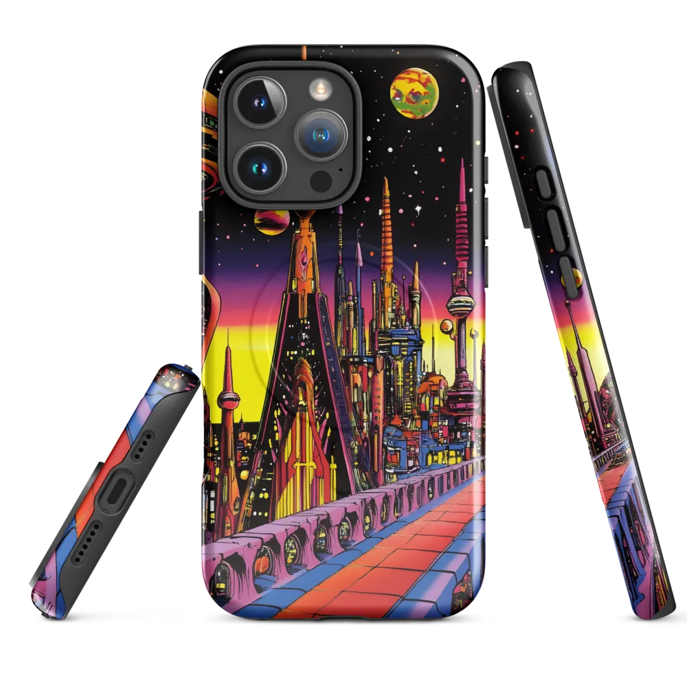 Futuristic Cosmos: A Journey Through Neon Cities | Phone Case |  16 Pro Max | MagSafe® Tough Case | Glossy
