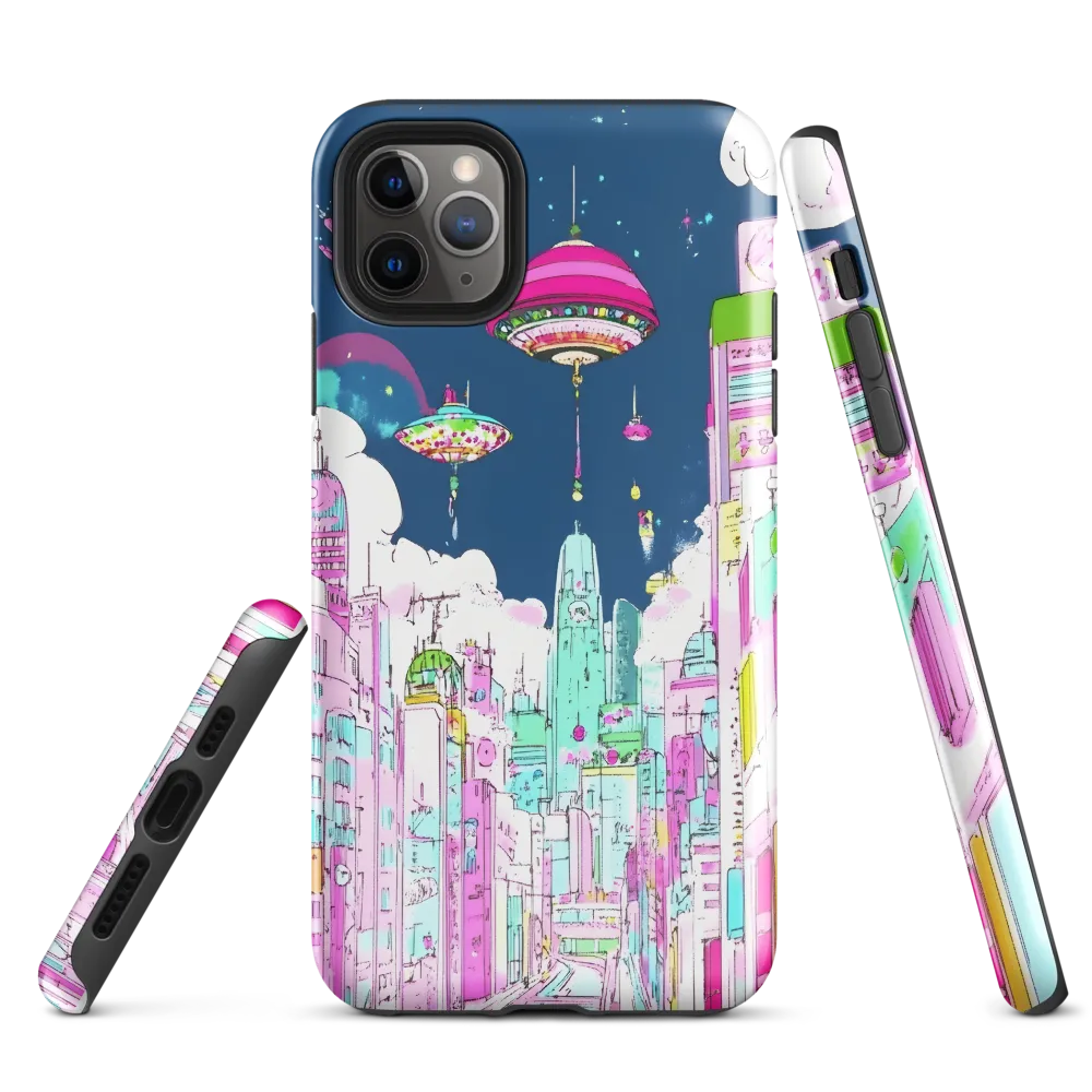 Futuristic Cityscape with Floating Structures | Phone Case |  11 Pro Max | Tough Case | Glossy