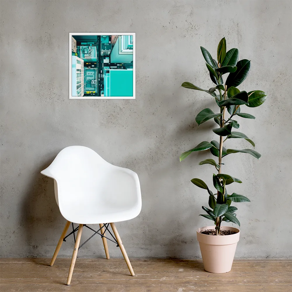 Urban Geometry: Aerial Perspective | Poster with White Frame | 18″×18″