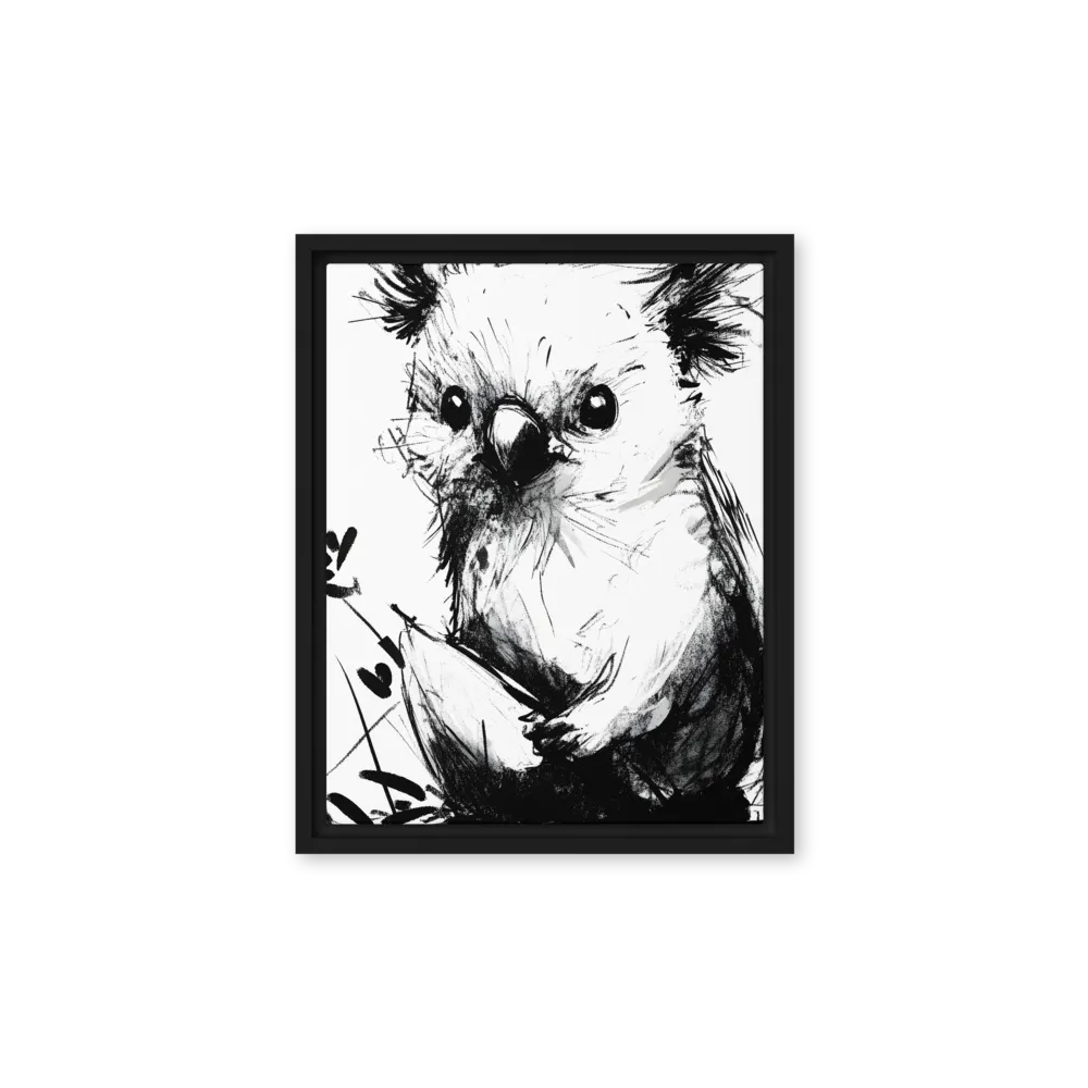Whimsical Koala in Ink | Canvas with Black Frame | 11″×14″