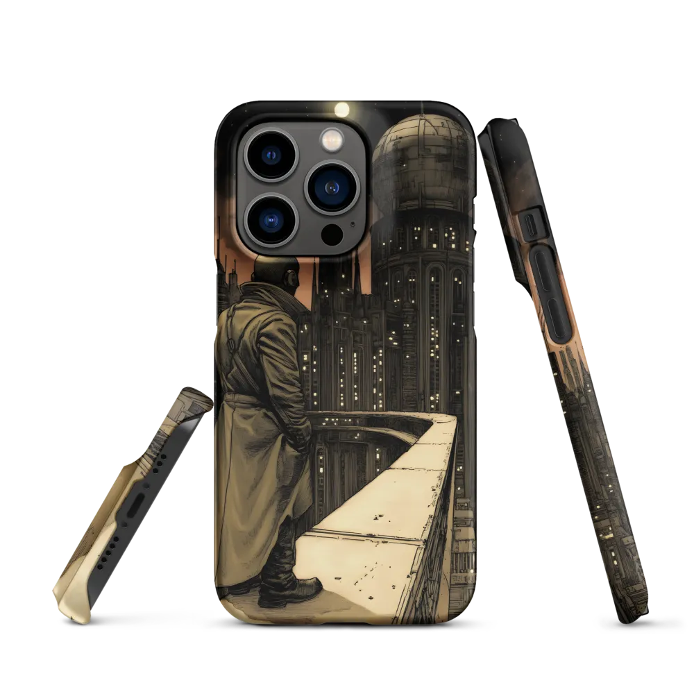 A Contemplative Gaze Over the Futuristic Metropolis | Phone Case |  14 Pro | Snap Case | Matte