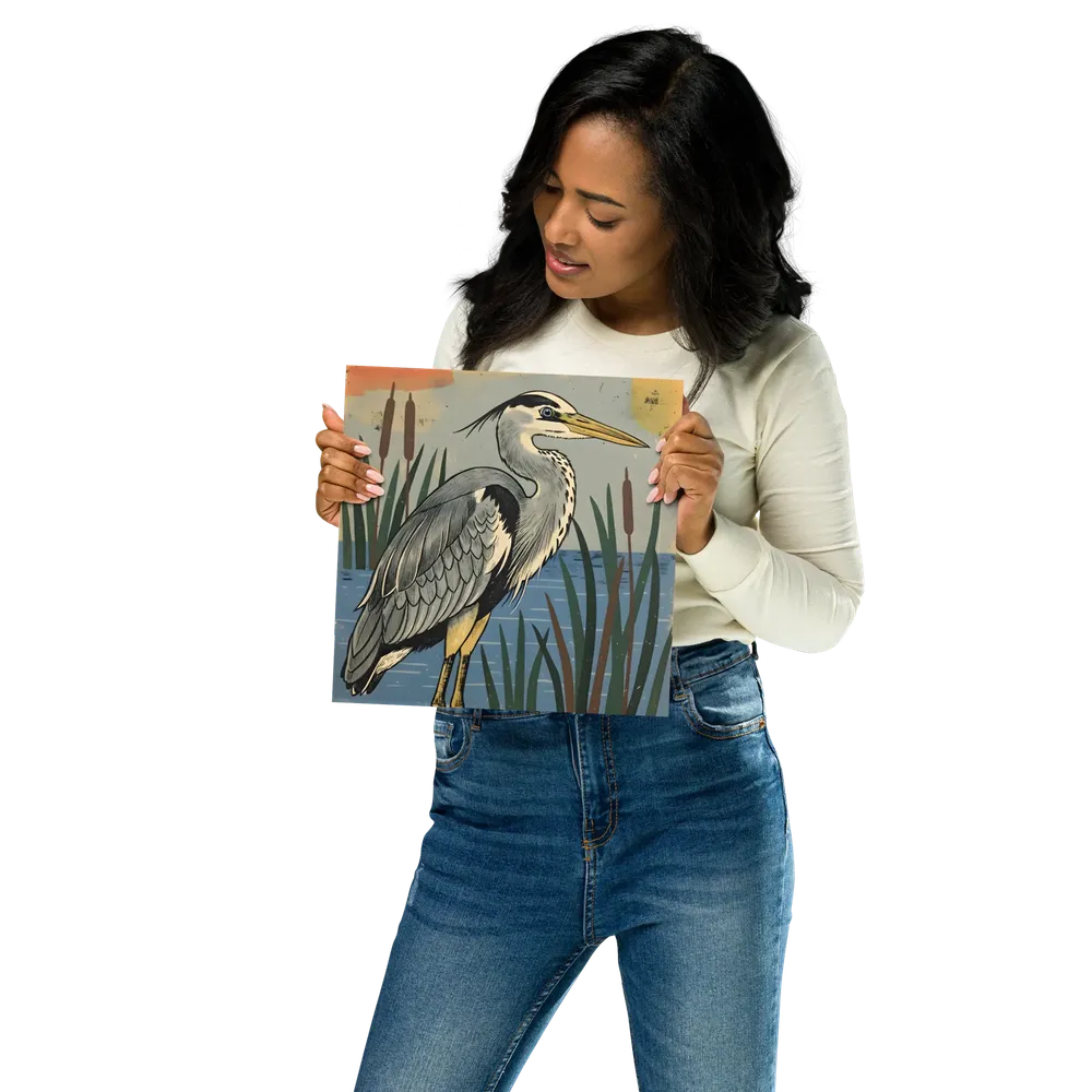 Marsh Heron 
 Poster | 10″x 10″