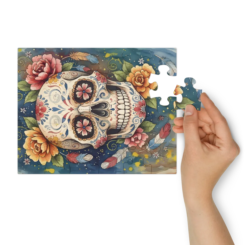 Floral Sugar Skull 
 Jigsaw Puzzle in Tin Box