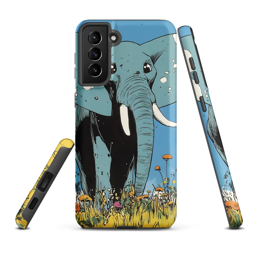 Whimsical Blue Elephant in Bloom